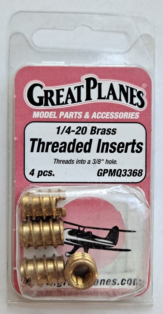 Great Planes 1/4-20 Brass Threaded Inserts (4 pc) GPMQ3368