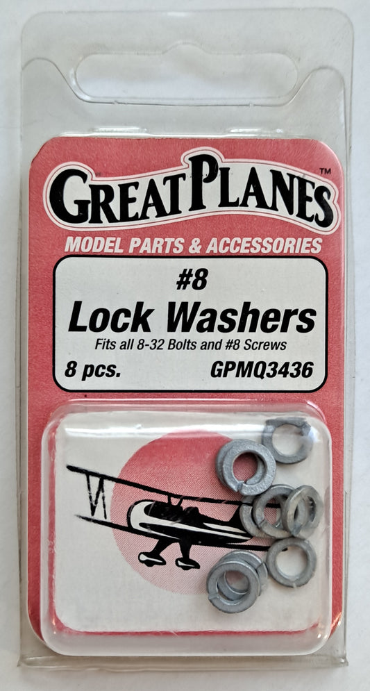 Great Planes #8 Lock Washers (8 pc) GPMQ3436