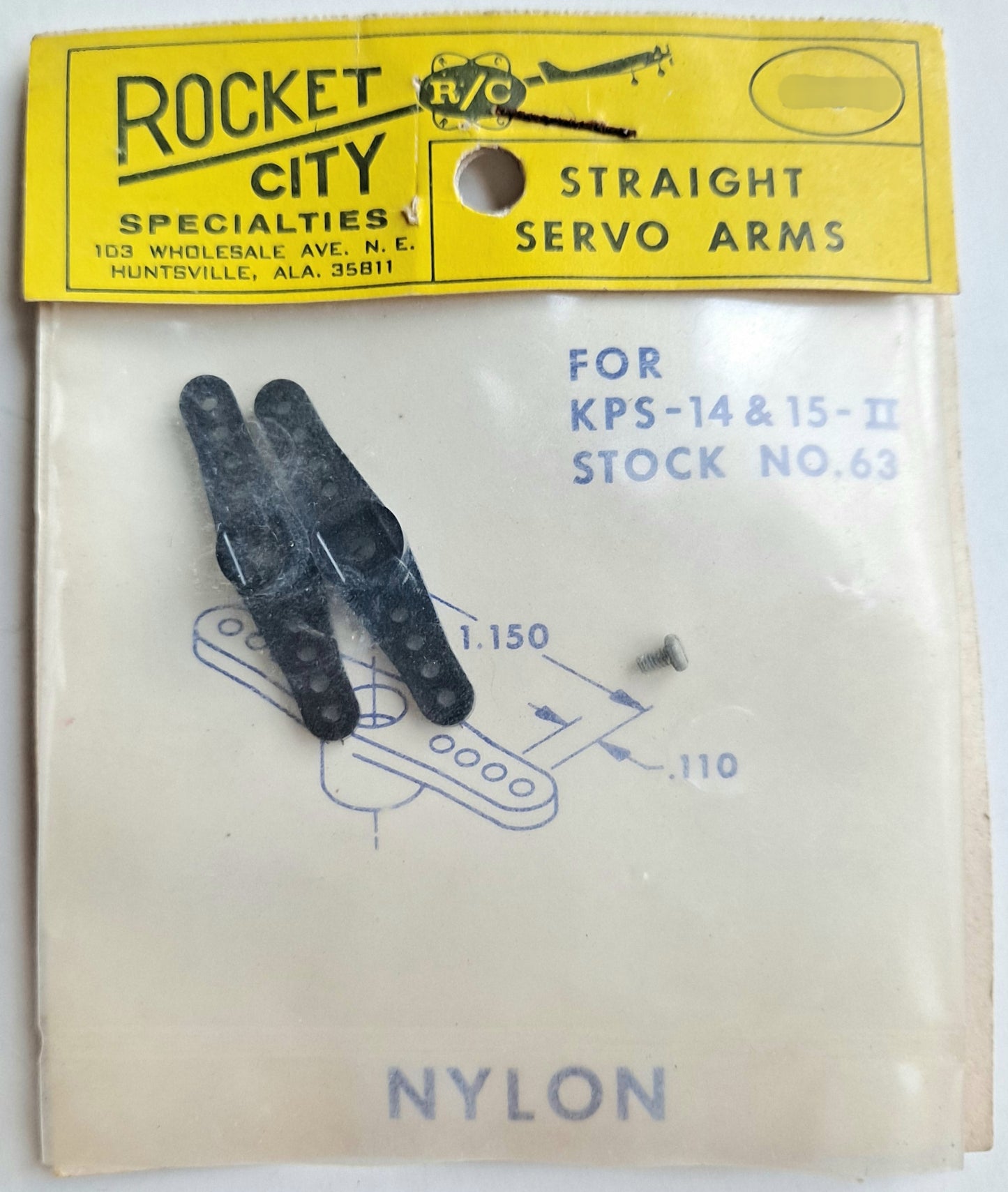 Rocket City Straight Servo Arms for KPS-14 & 15-II (2 pcs) #63