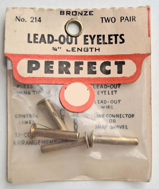 Vintage NOS Perfect 3/4" Bronze Lead-Out Eyelets (4 pcs) #214