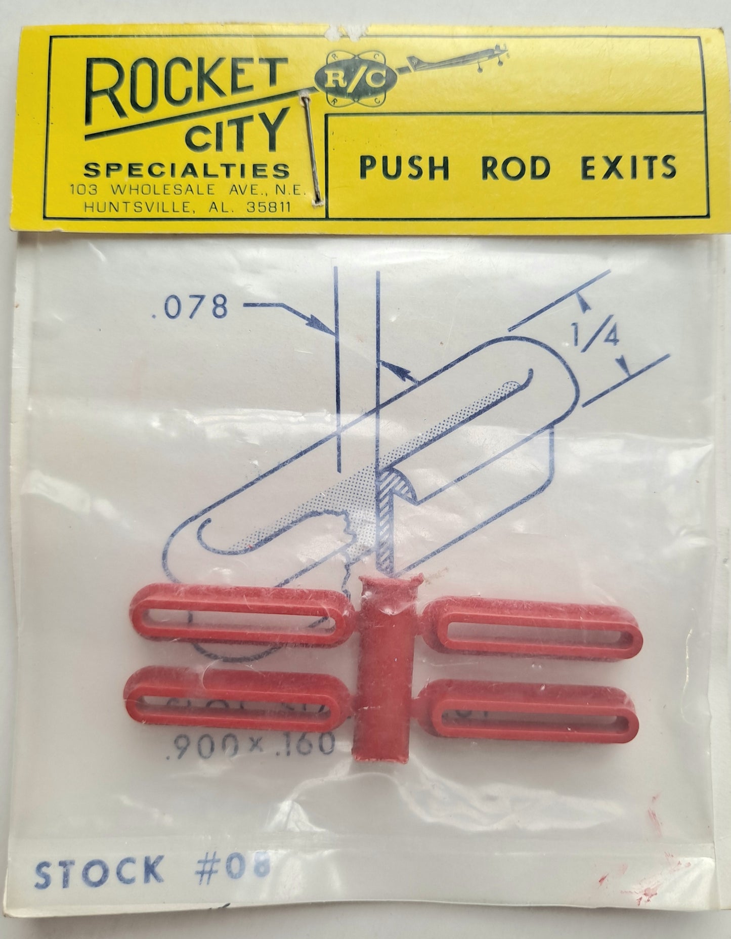 Rocket City Push Rod Exits Red (4 pcs) #08