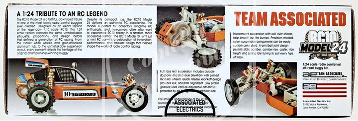 Model car kit packaging with Team Associated branding on a white background
