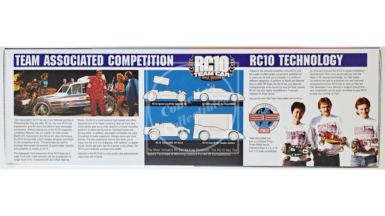 Model car kit packaging with text and images of cars and people.