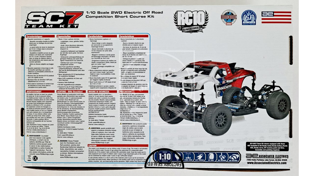 Team Associated RC10 SC7 Team Kit Short Course Truck 2WD 1:10 Electric #70010