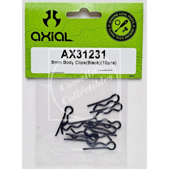 Axial AX31231 8mm Body Clips (Black) (10 pcs)
