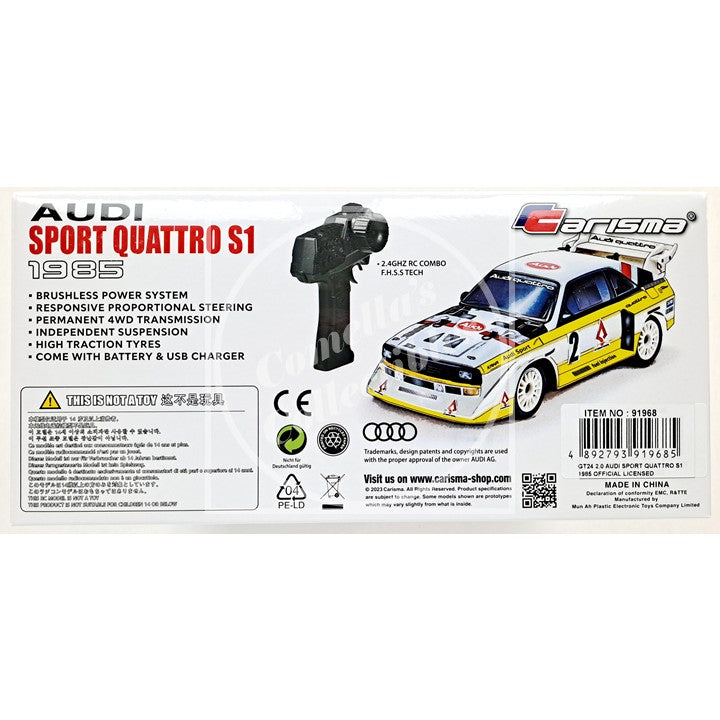 Carisma GT24 1/24 2.0 1985 Audi Sport Quattro S1 4WD RTR Brushless 91968