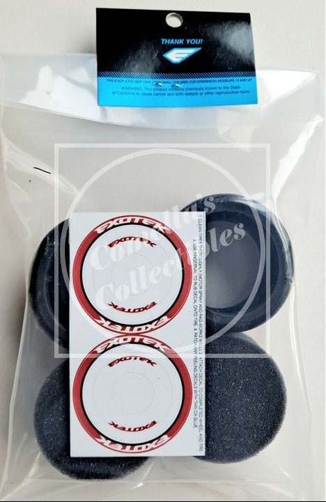 Exotek 1/10 F1 Rubber Rear Tires and Foam Inserts 33X Red-Soft (1 Pr) #2119