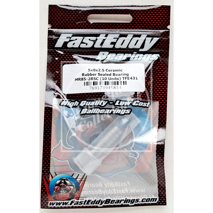 Fast Eddy 5 x 8 x 2.5mm Ceramic Rubber Sealed Bearing MR85-2RSC (10 pcs) TFE431