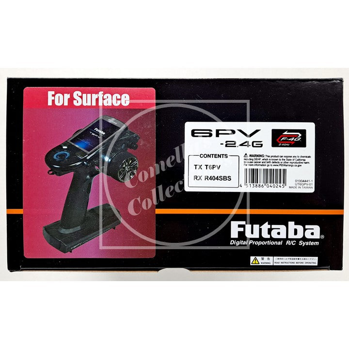 Futaba digital proportional RC system packaging with remote control on a white background