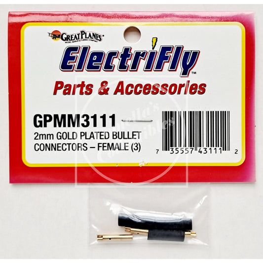 Electrifly GPMM3111 2mm Female Gold Plated Bullet Connectors (3 pcs)