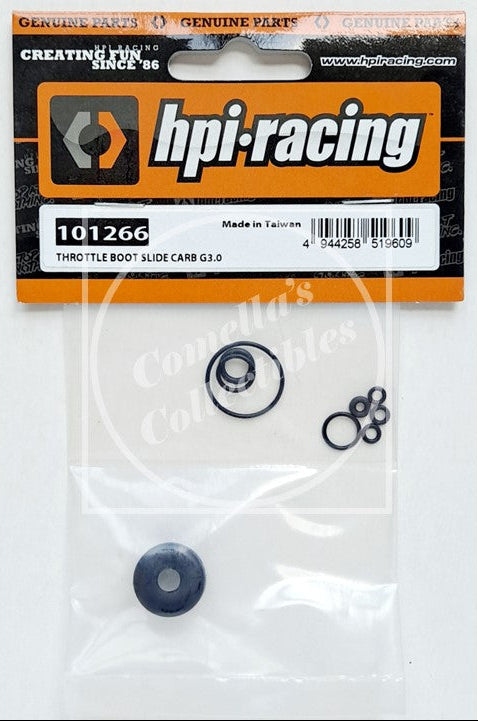 hpi-racing throttle boot slide carb G3.0 packaging with parts inside