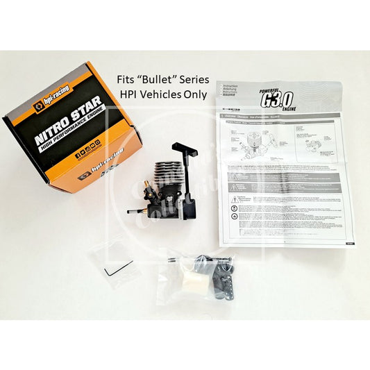 Open Box HPI G3.0 Engine w/ Slide Carb Pull Start Side Exh #101310 For Bullet