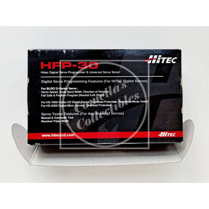 HITEC HFP-30 digital servo programmer packaging on a white background