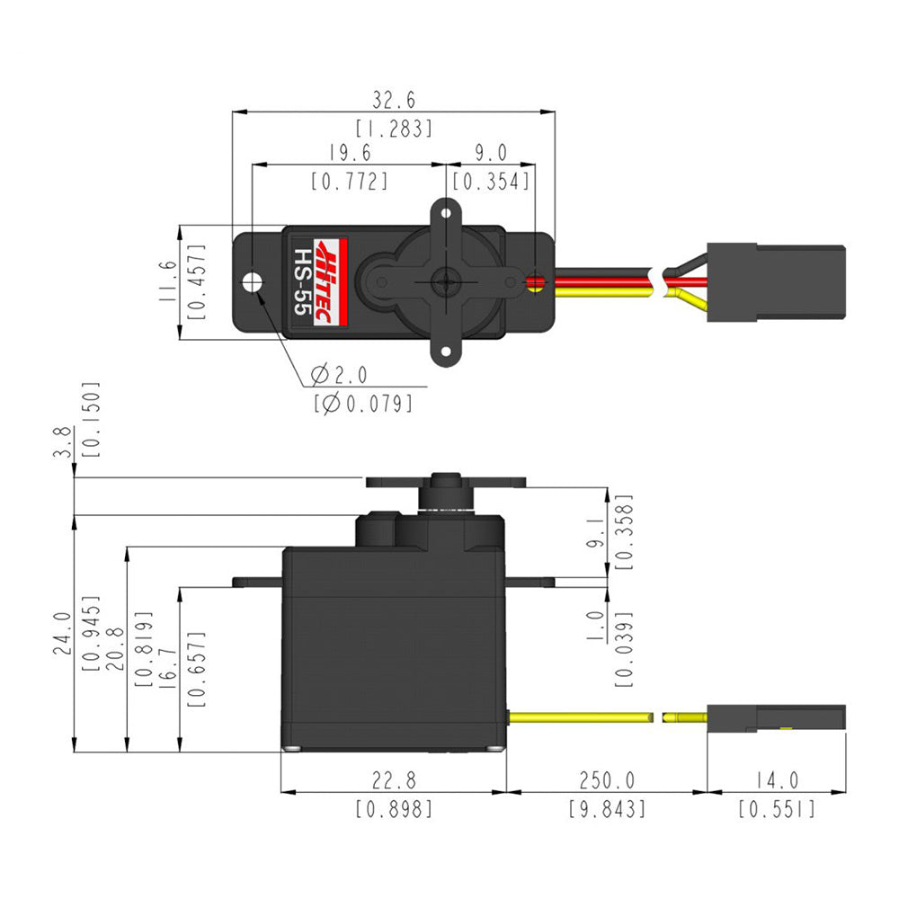 Hitec HS-55 8g Coreless Nylon Gear Analog Micro Servo #31055S