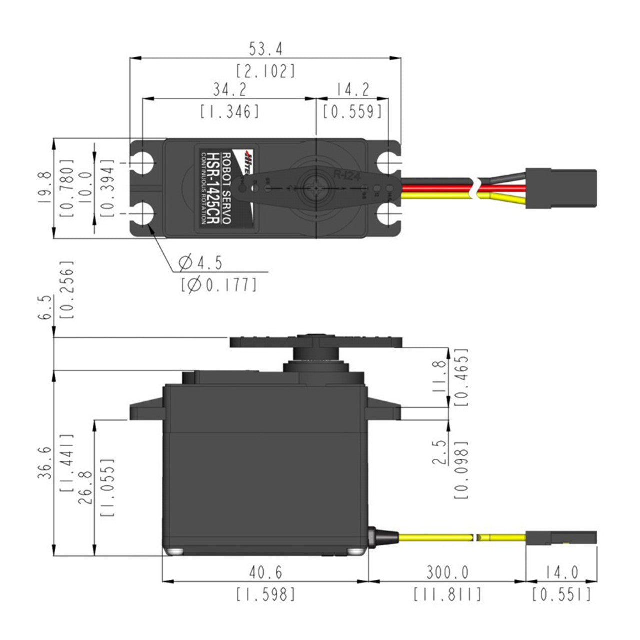 Hitec HSR-1425CR Robotic Continuous Rotation 24T Analog Servo #31425CR