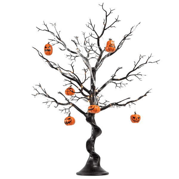 Halloween Tree Pack w/Mini Ornaments and Red LED Lights by Horrornaments