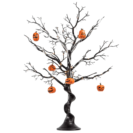 Halloween Tree Pack w/Mini Ornaments and Red LED Lights by Horrornaments