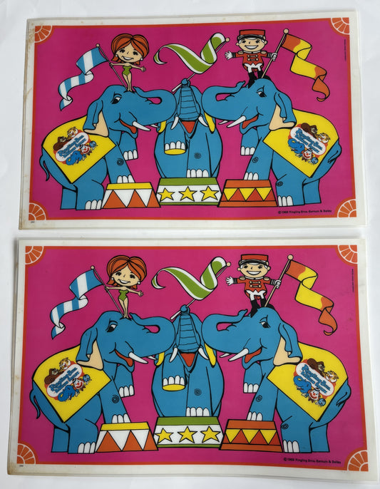 Vintage 1969 Ringling Brothers Barnum & Bailey Placemats (2)
