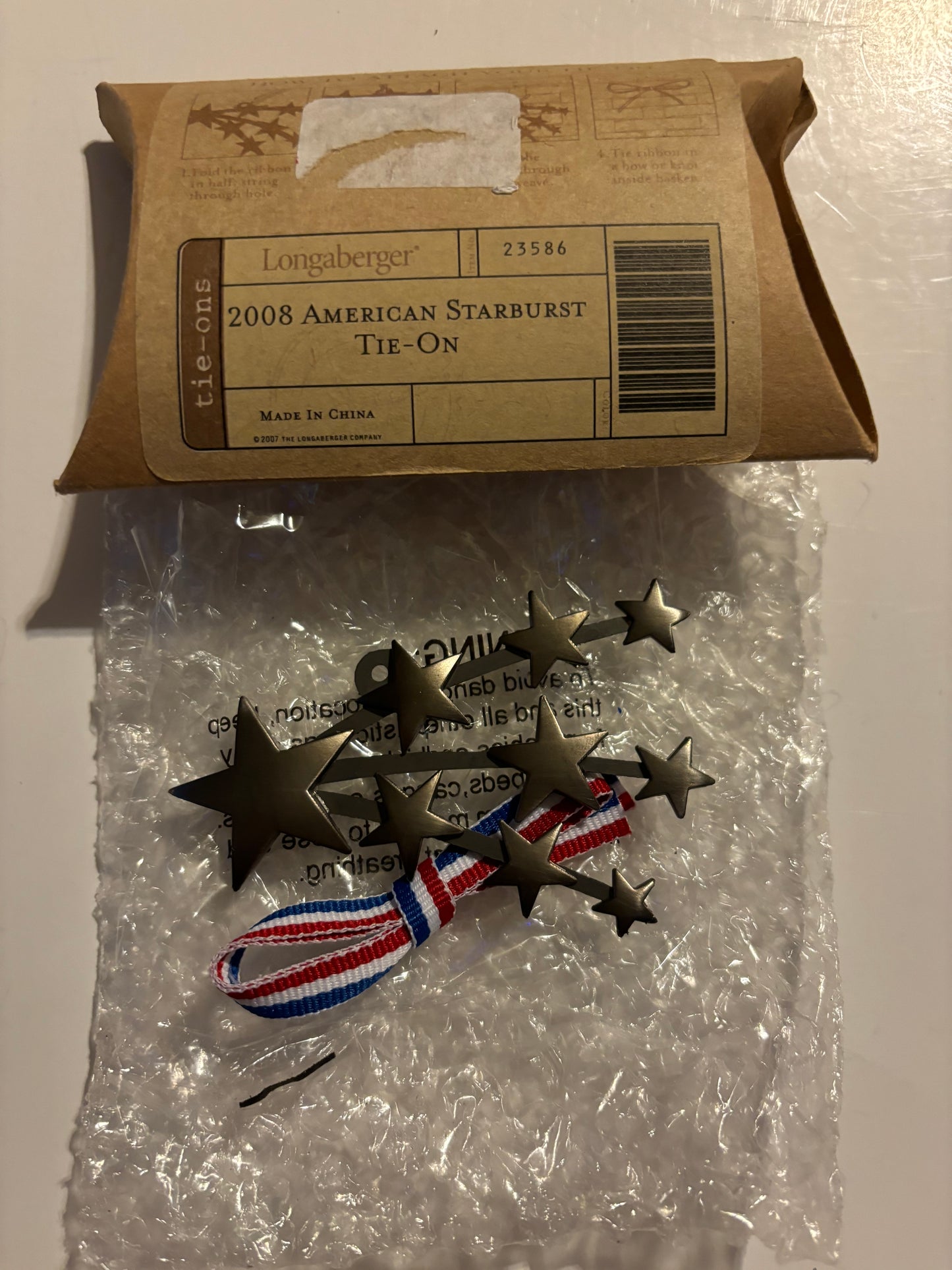 Longaberger 2008 American Starburst Tie On - NIB - #23586