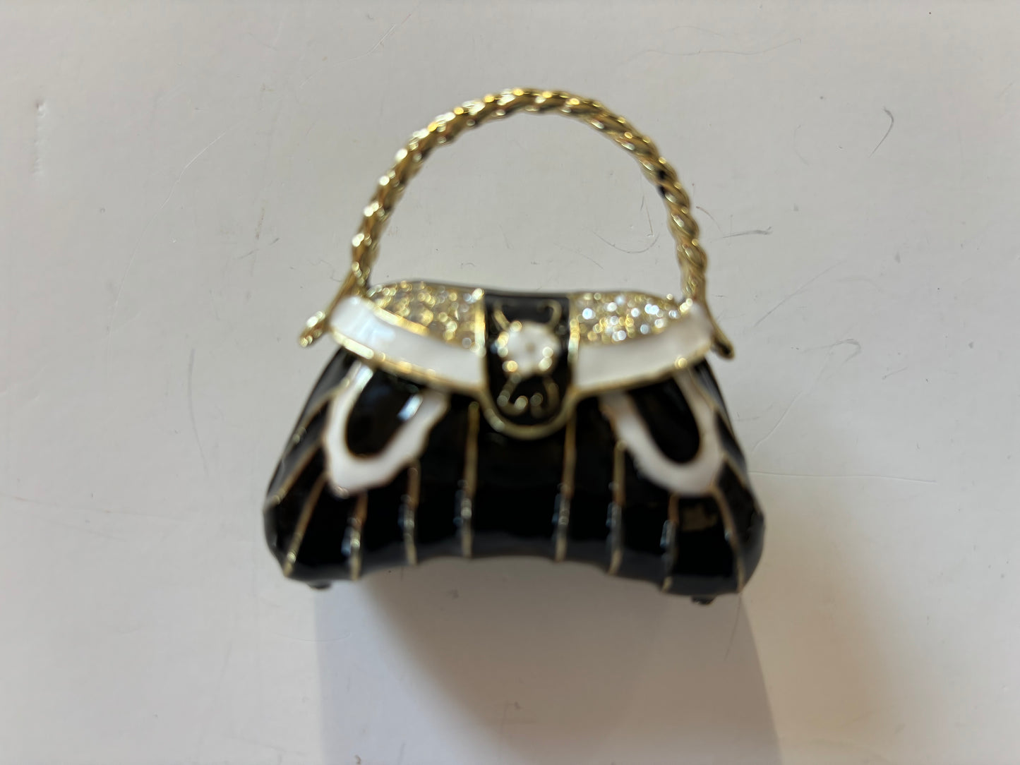 Black Purse Trinket Box with rhinestones