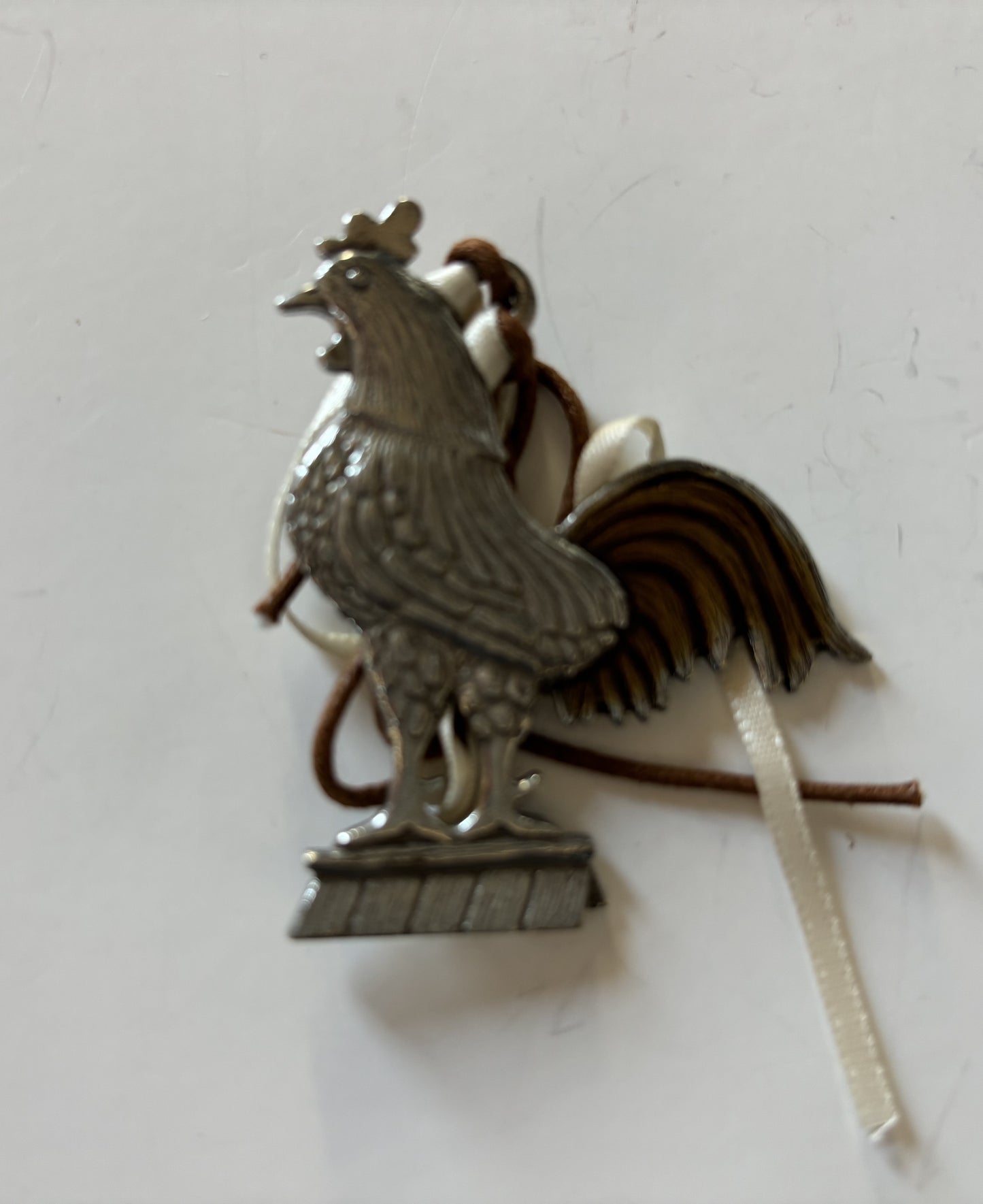 Danforth Pewter Rooster Ornament/Basket Tie On