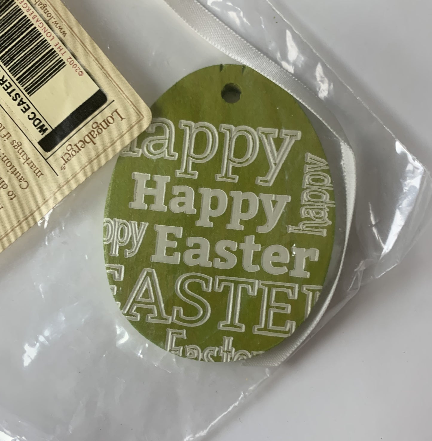 Longaberger Woodcrafts Happy Easter Tie On - Celadon - NIB #5214680