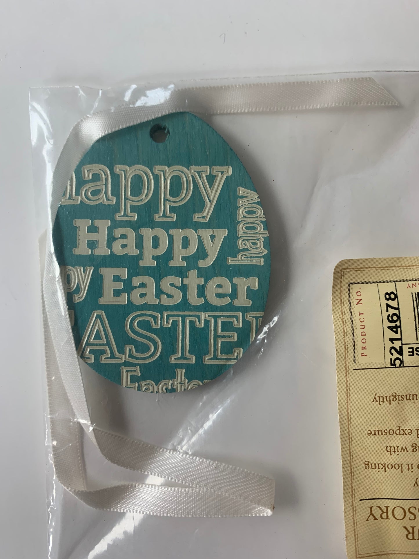 Longaberger Woodcrafts Happy Easter Tie On - Turquoise - NIB #5214678