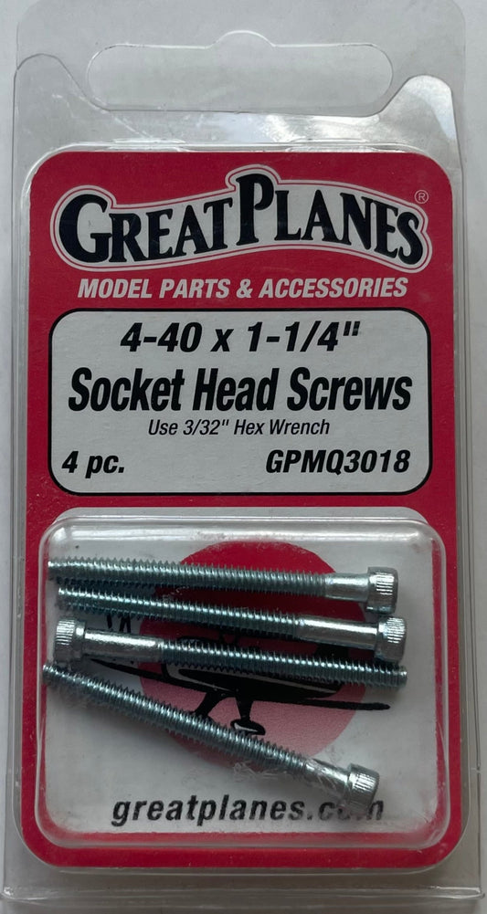 Great Planes 4-40 x 1-1/4" Socket Head Screws (4 pc) GPMQ3018