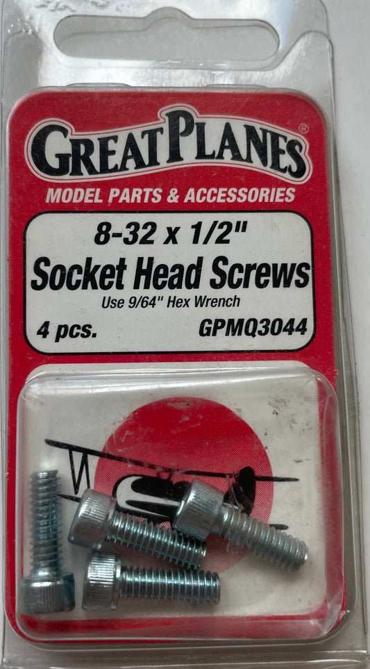 Great Planes 8-32 x 1/2" Socket Head Screws (4 pc) GPMQ3044