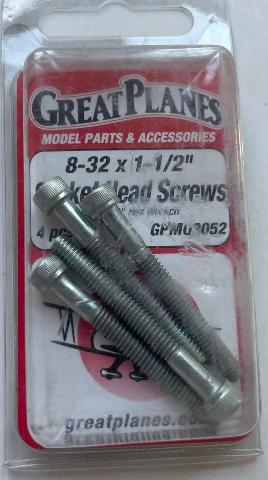 Great Planes 8-32 x 1-1/2" Socket Head Screws (4 pc) GPMQ3052