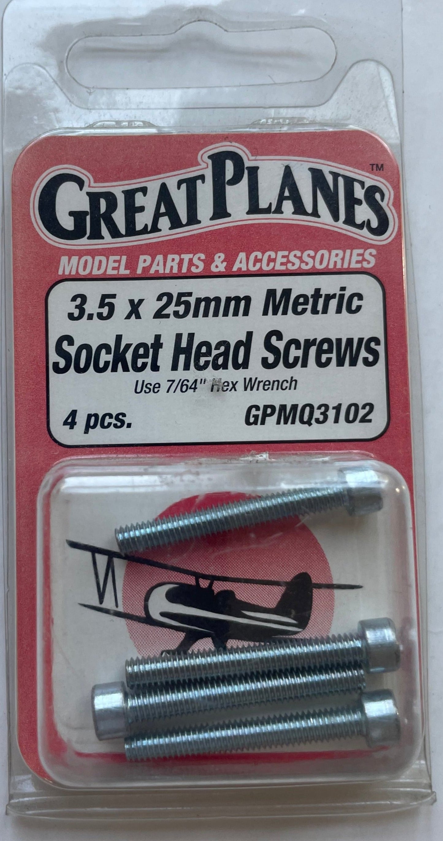 Great Planes 3.5 x 25mm Socket Head Screws (4 pc) GPMQ3102