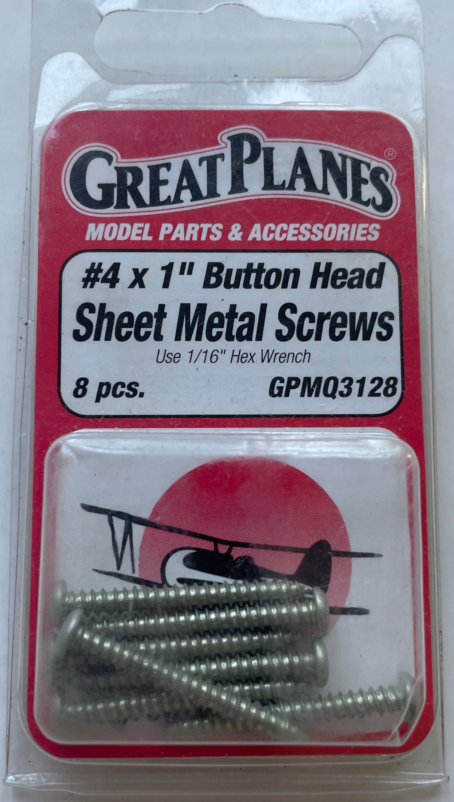 Great Planes #4 x 1" Button Head Sheet Metal Screws (4 pc) GPMQ3128