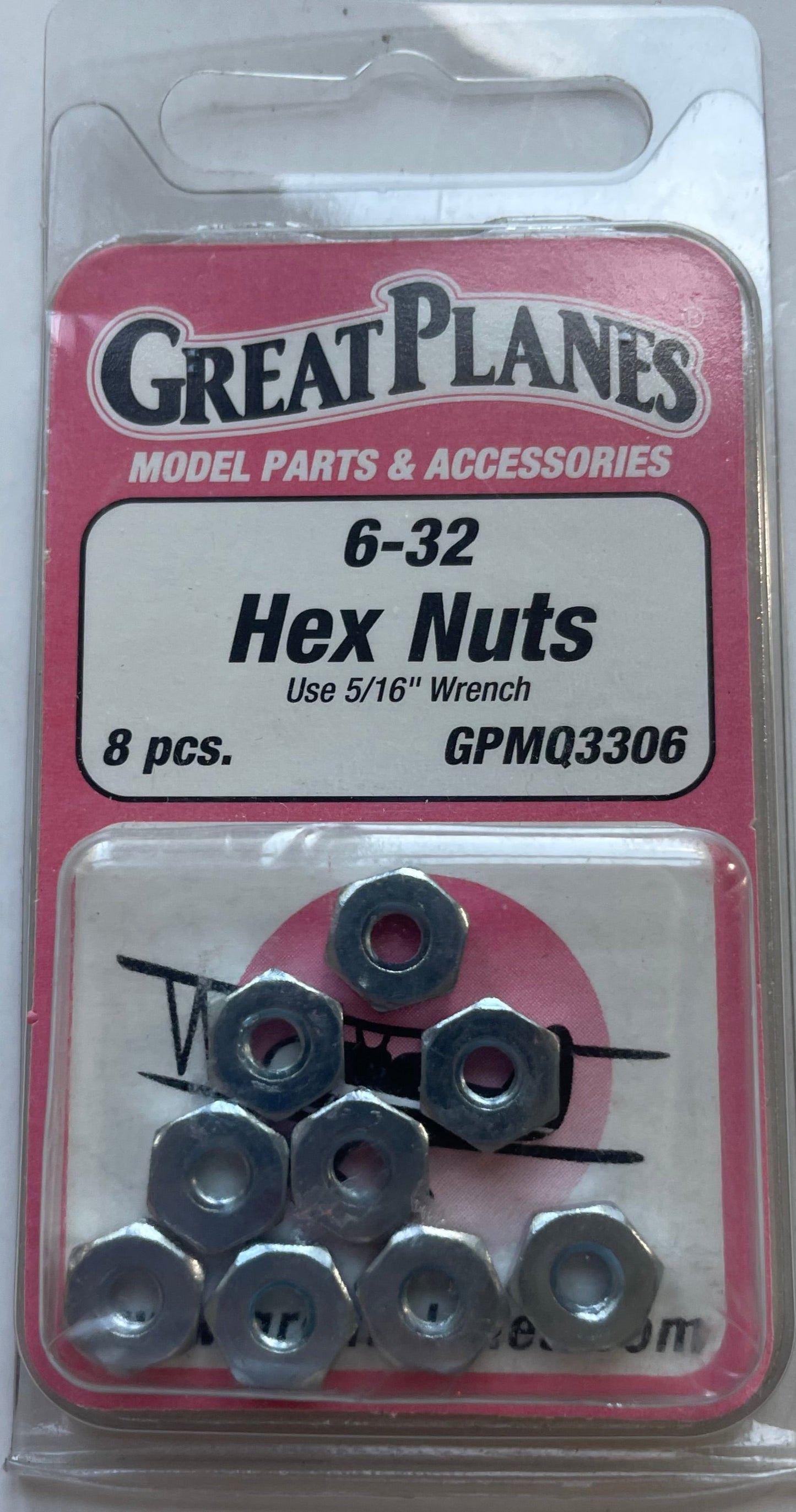 Great Planes 6-32 Hex Nuts (8 pc) GPMQ3306