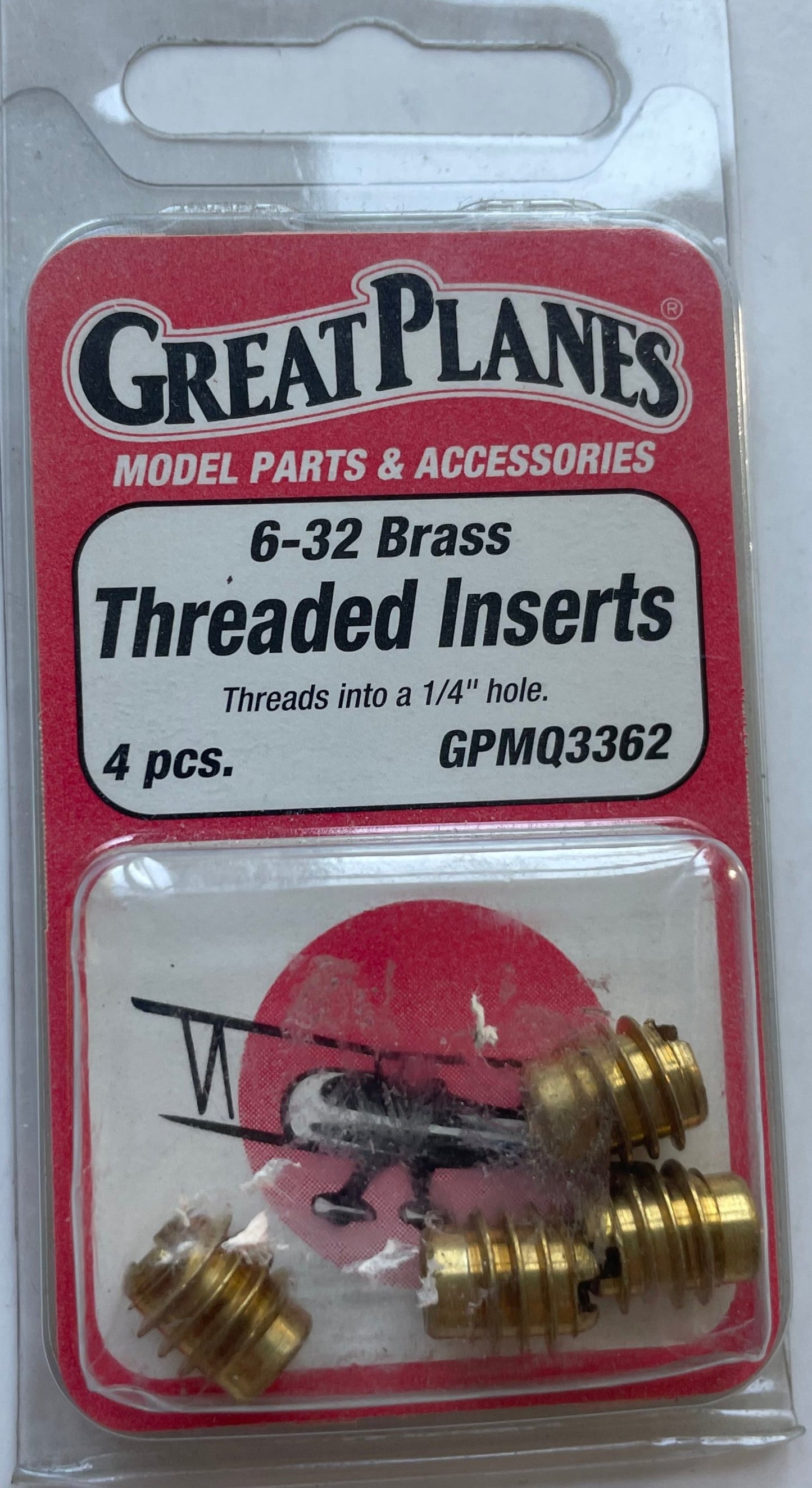 Great Planes 6-32 Brass Threaded Inserts (4 pc) GPMQ3362