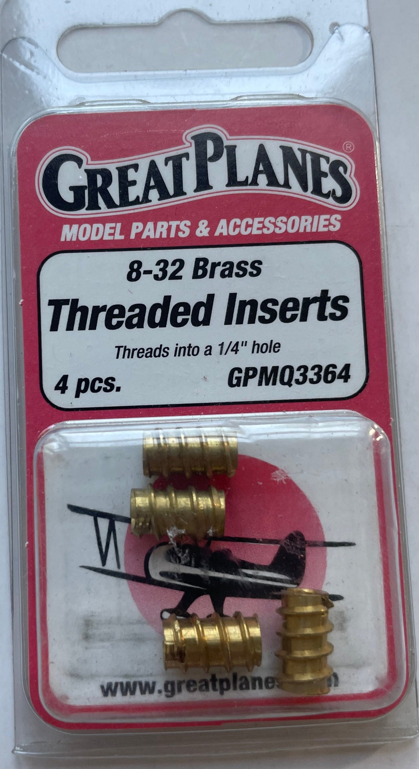 Great Planes 8-32 Brass Threaded Inserts (4 pc) GPMQ3364