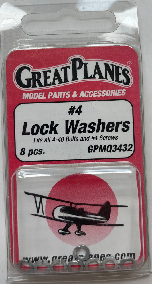 Great Planes #4 Lock Washers (8 pc) GPMQ3432