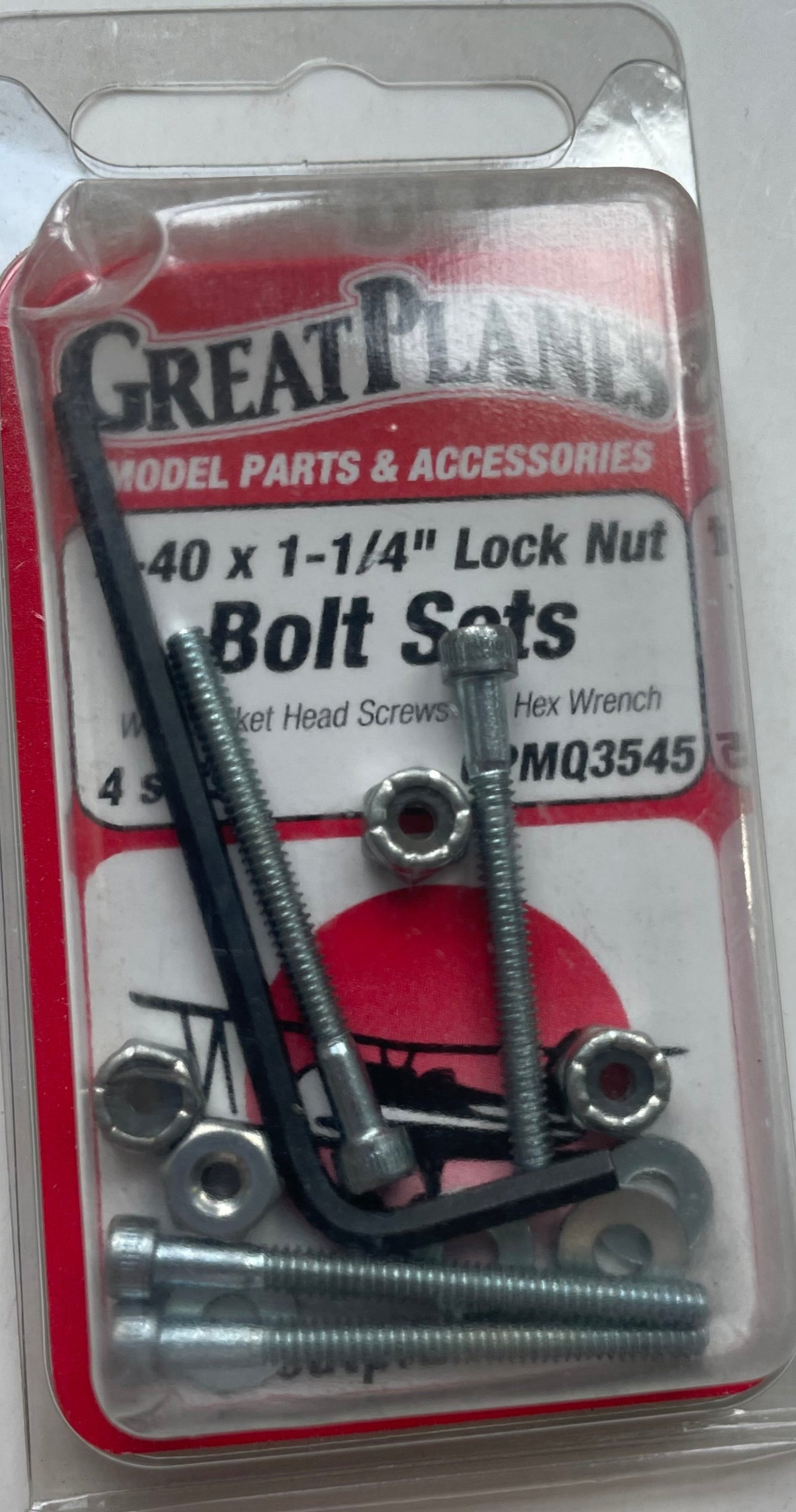 Great Planes 4-40 x 1-1/4" Lock Nut Bolt Sets (4 sets) GPMQ3545