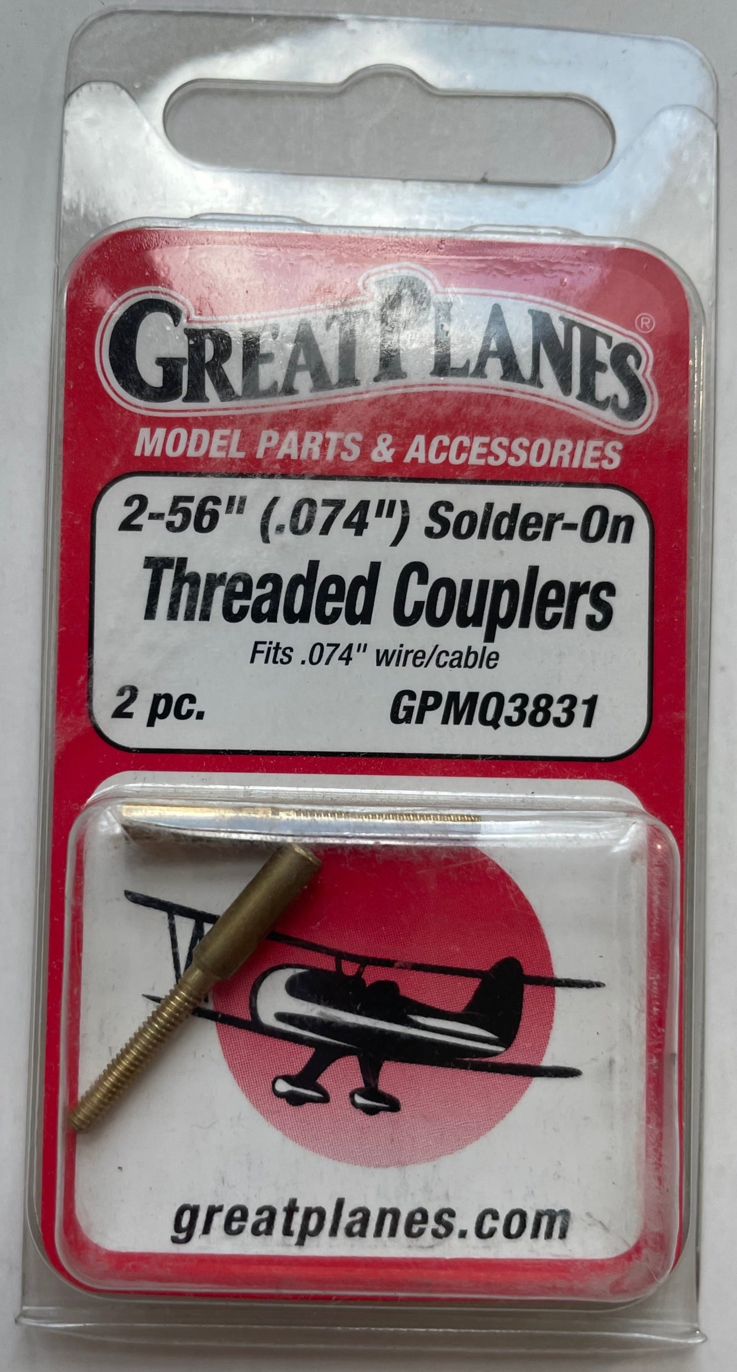 Great Planes 2-56 (1/16") Solder On Threaded Couplers (2 pc) GPMQ3831