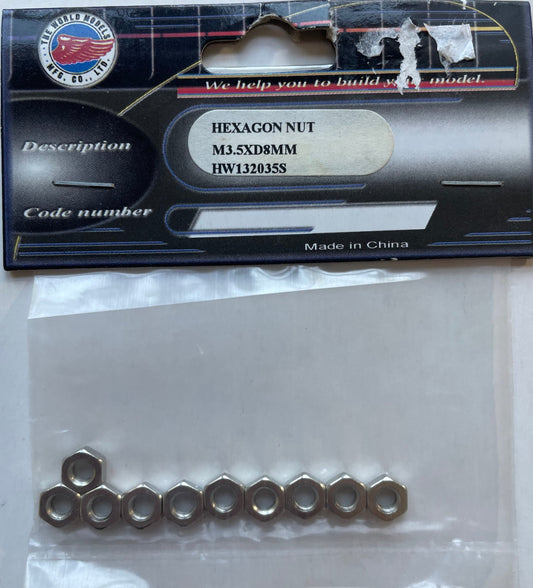 The World Models 3.5x8mm Hex Nut (10 pcs) HW132035S