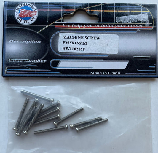 The World Models 2x16mm Pan Head Machine Screw (12 pcs) HW110216S