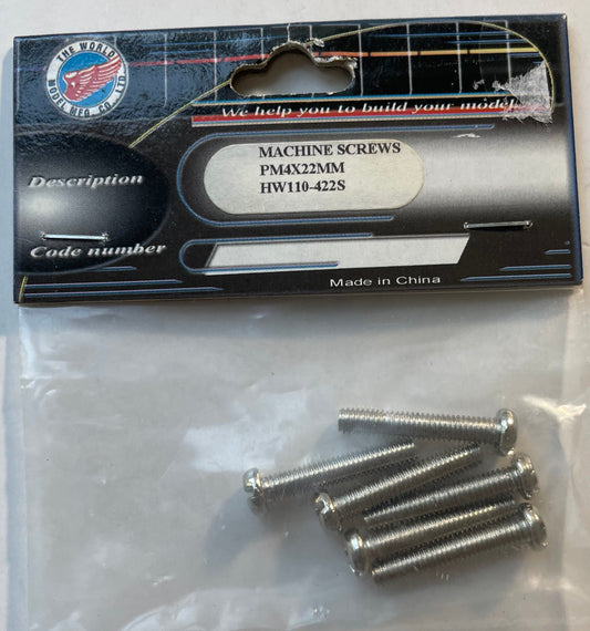 The World Models 4x22mm Pan Head Machine Screw (6 pcs) HW110422S