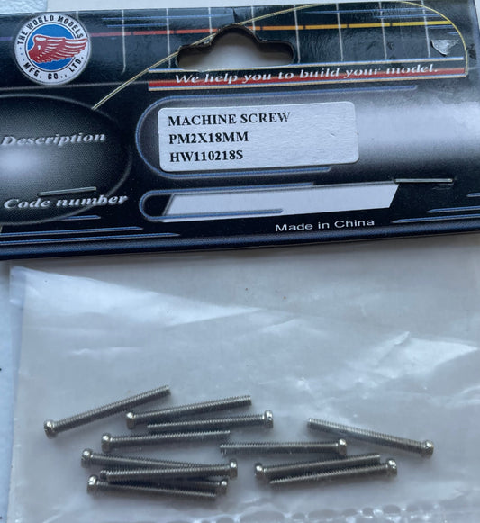 The World Models 2x18mm Pan Head Machine Screw (12 pcs) HW110218S