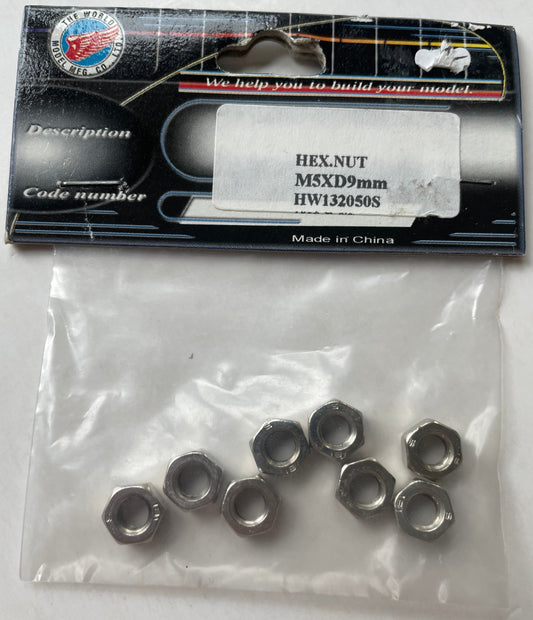 The World Models 5x9mm Hex Nut (8 pcs) HW132050S