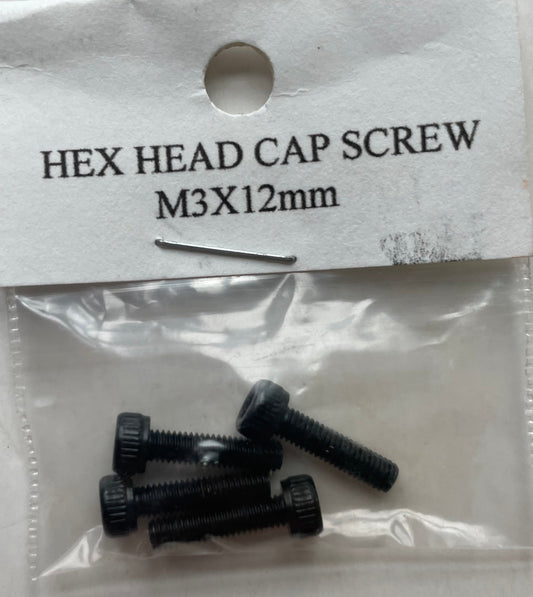 The World Models 3x12mm Hex Drive Cap Machine Screw Black (4 pcs)