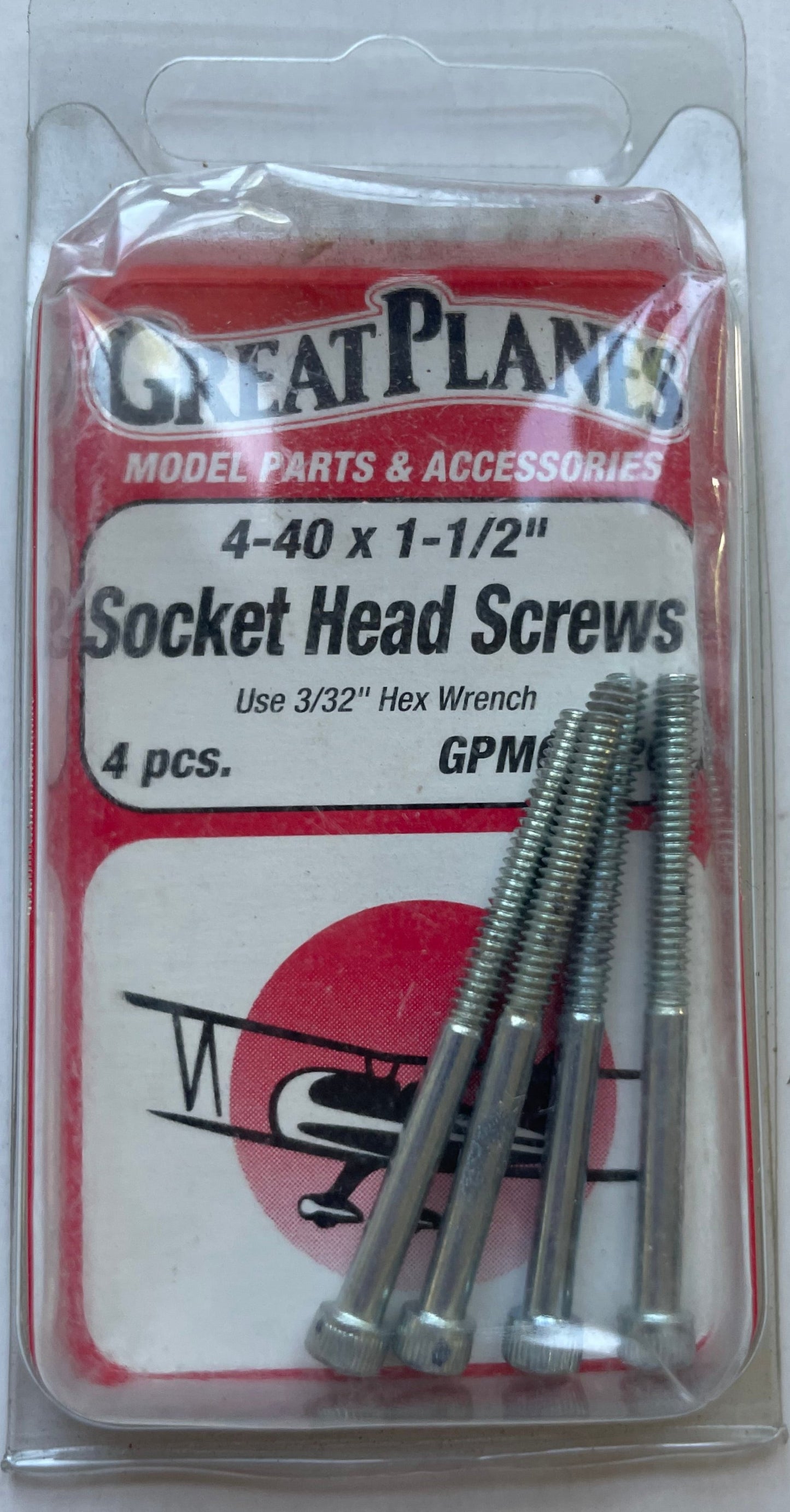 Great Planes 4-40 x 1-1/2" Socket Head Screws (4 pcs) GPMQ3020