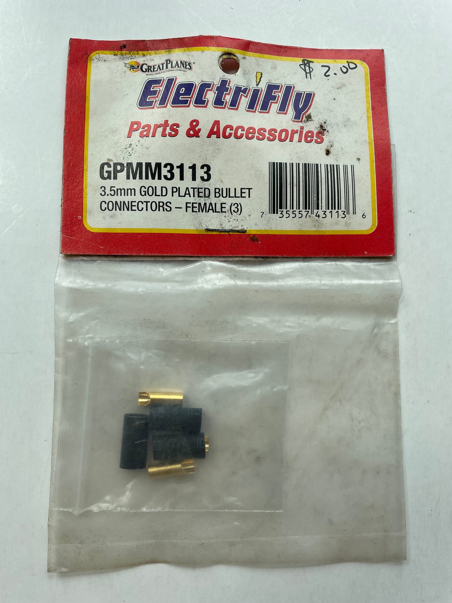 NOS Electrifly 3.5mm Female Gold Plated Bullet Connectors (3 pcs) GPMM3113