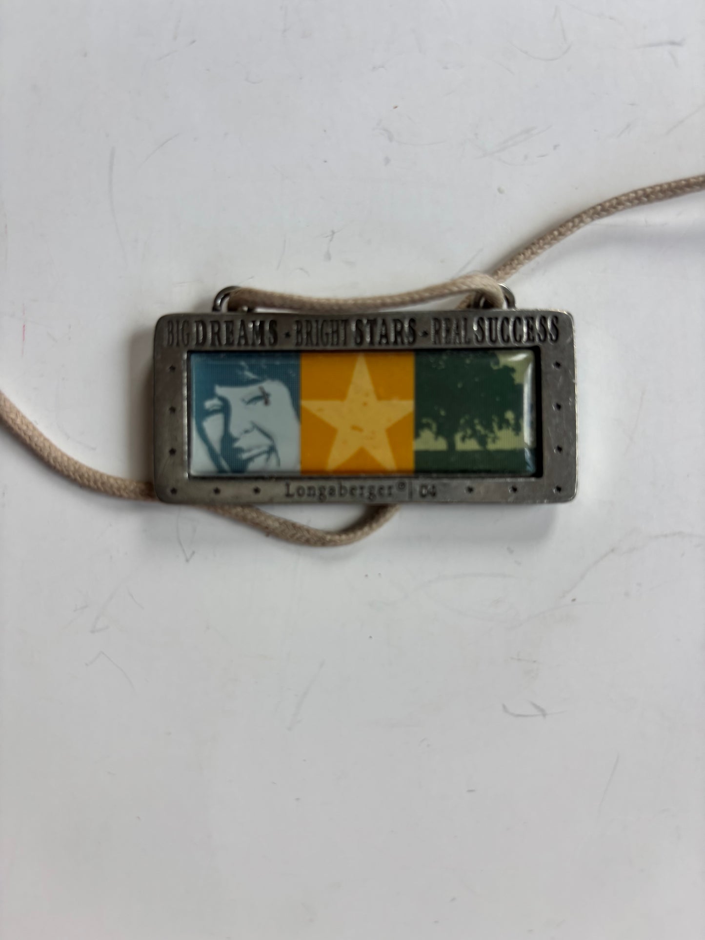 Longaberger Pewter Big Dreams Bright Stars Real Success 2004 Basket Tie-On