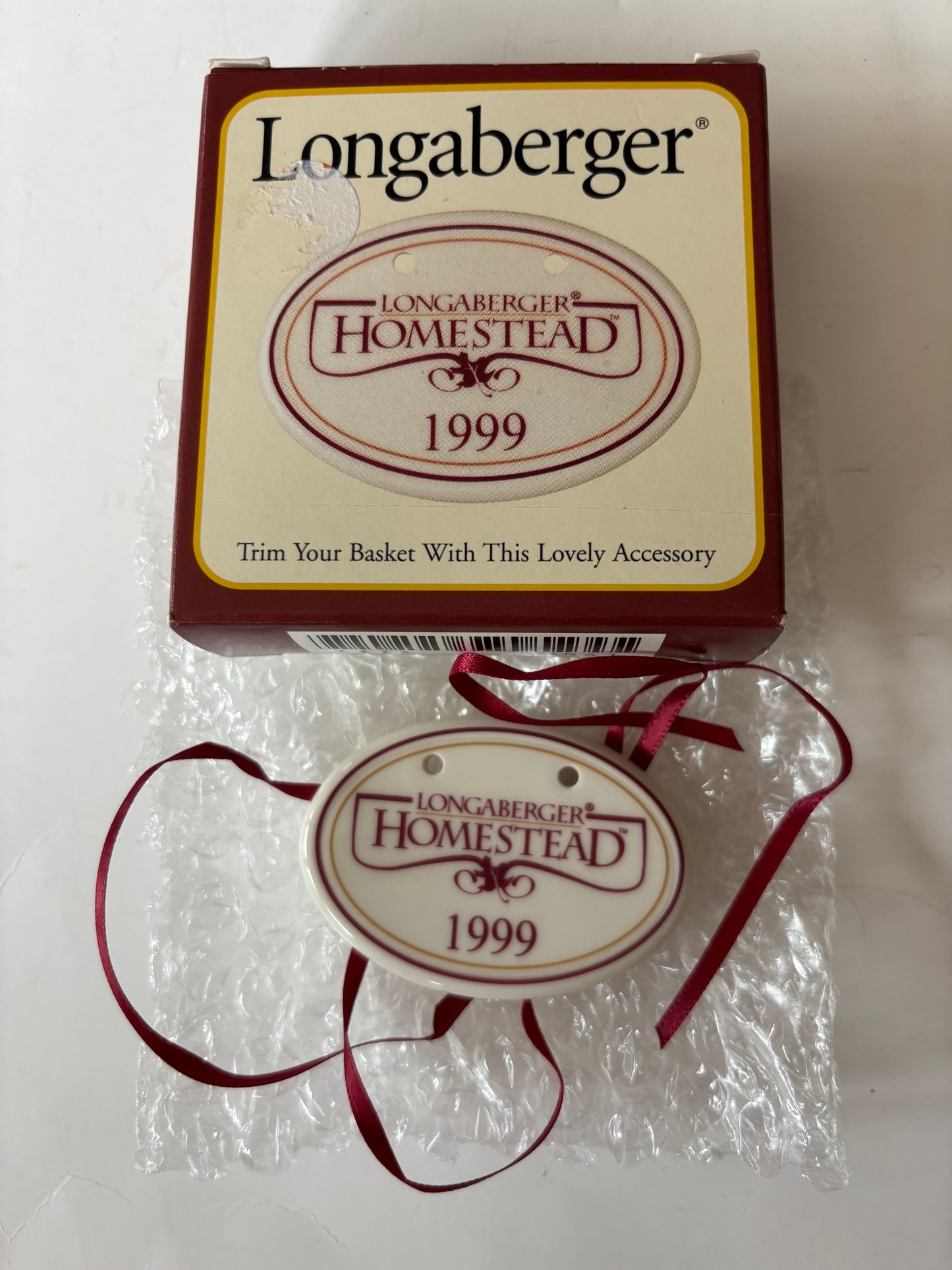 Longaberger 1999 Homestead Basket Tie On - Red - NIB #37541