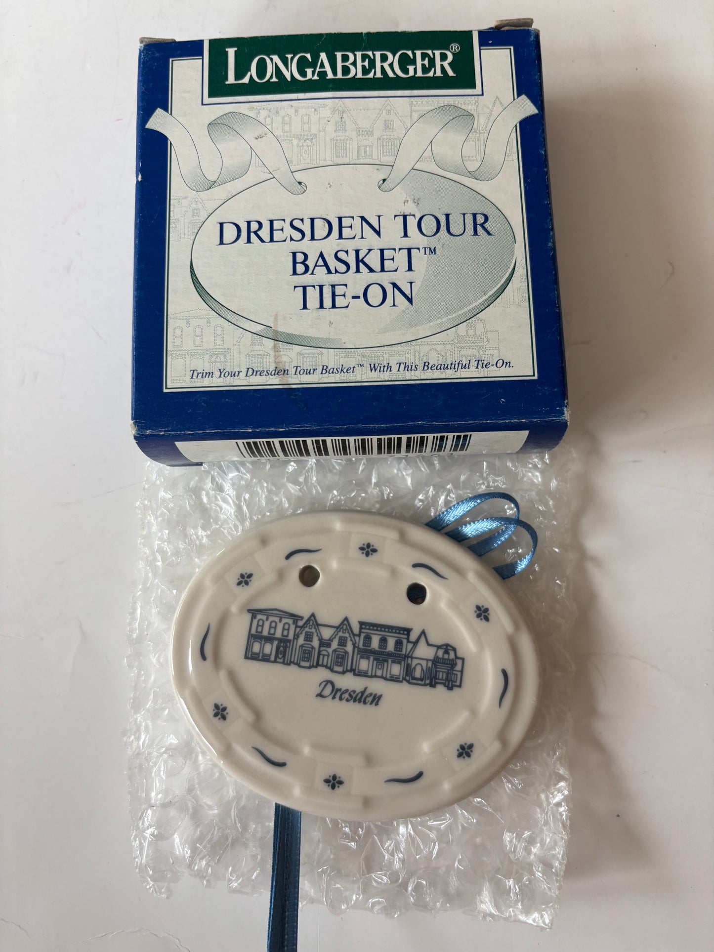 Longaberger Blue Dresden Tour Basket Tie On - NIB - #31461