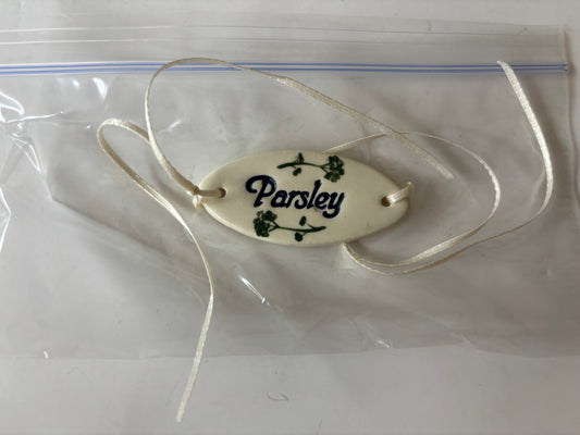 Longaberger Parsley Booking Basket Ceramic Tie On